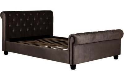 Schreiber Abbotsbury Button Back Sleigh Double Bed- Mink Schreiber Abbotsbury Button Back Sleigh Double Bed- Mink